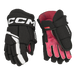 black and white gloves with red lining