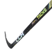 black hockey stick with gold details