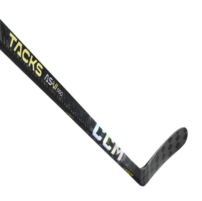 black hockey stick with gold details