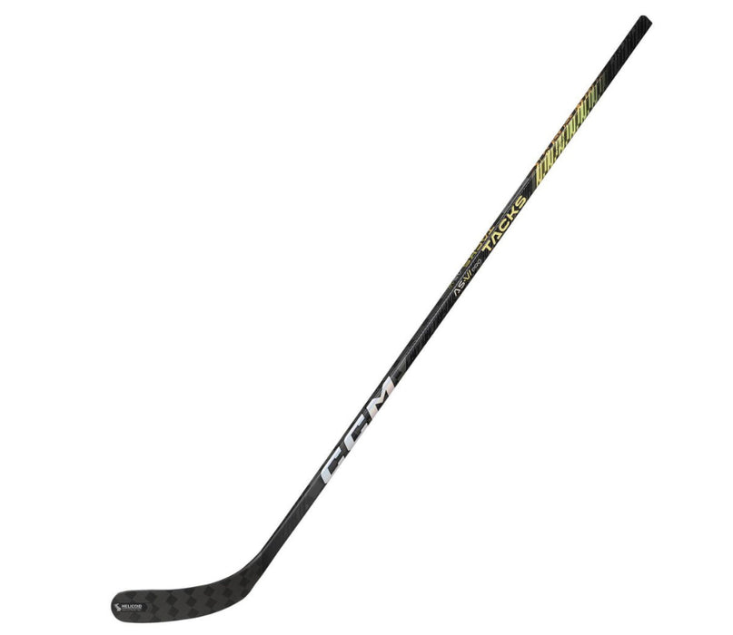 black hockey stick with gold details