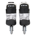 Black inline skates with yellow trim and white laces