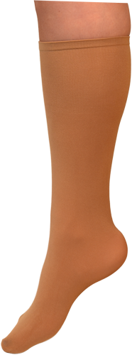 Figure skate socks on leg