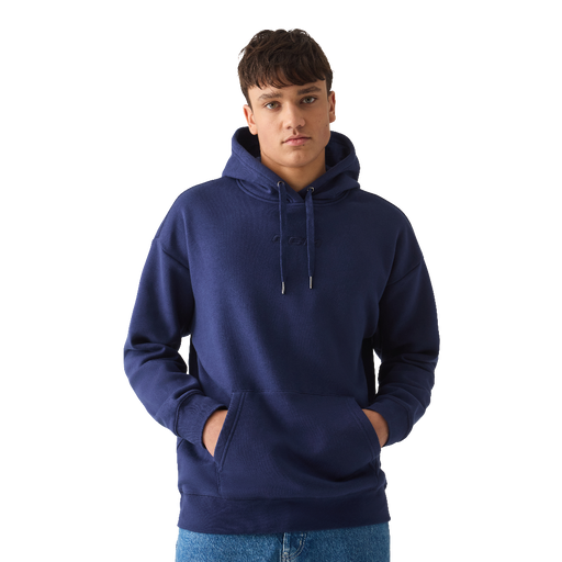 Navy blue ccm hoodie on model  