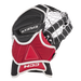 black and red goalie glove
