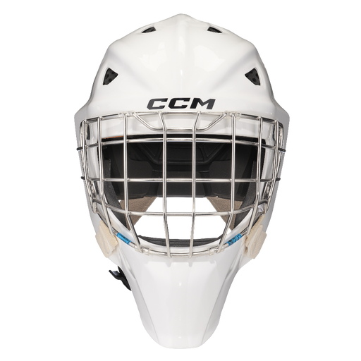 white goalie helmet
