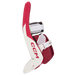 white and red goalie pads