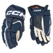 blue and white gloves