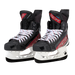 Black and red skates, with white and red laces.
