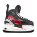 Black and red skates, with white and red laces.