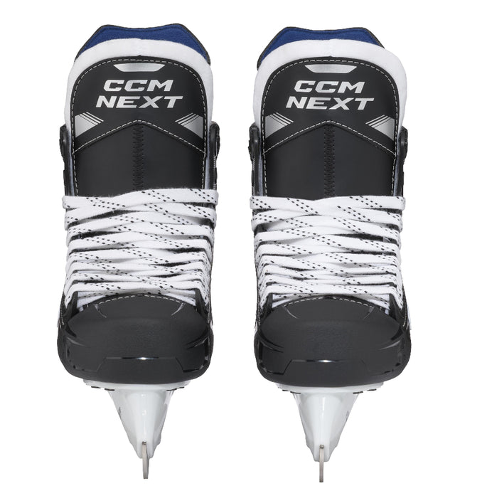 black skates with blue lining