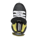 Inside of one black skate, with yellow lining