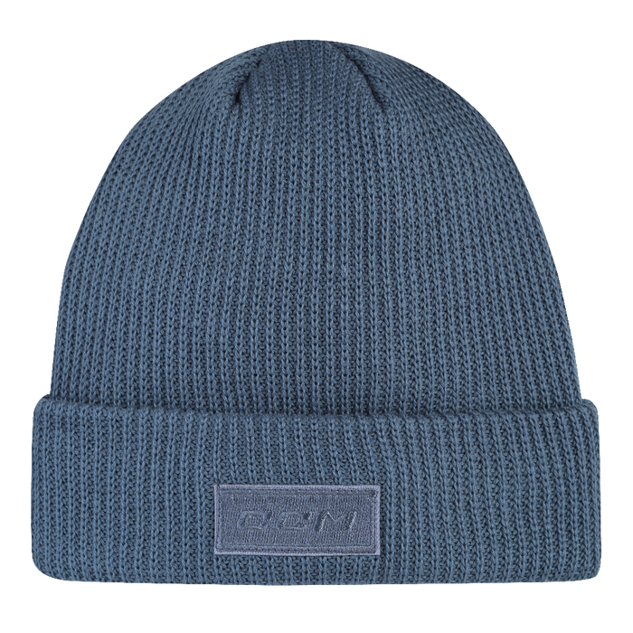 Vintage blue coloured beanie with CCM logo on the front