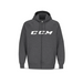 Grey full zip hoodie with white ccm logo