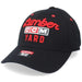 Black ccm lumber yard cap with red text