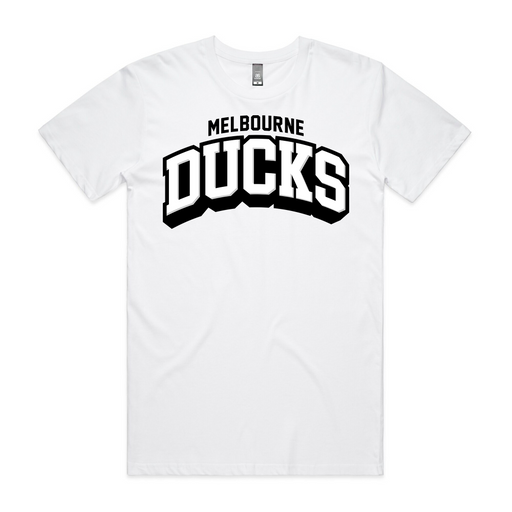 white tshirt with melbourne ducks text