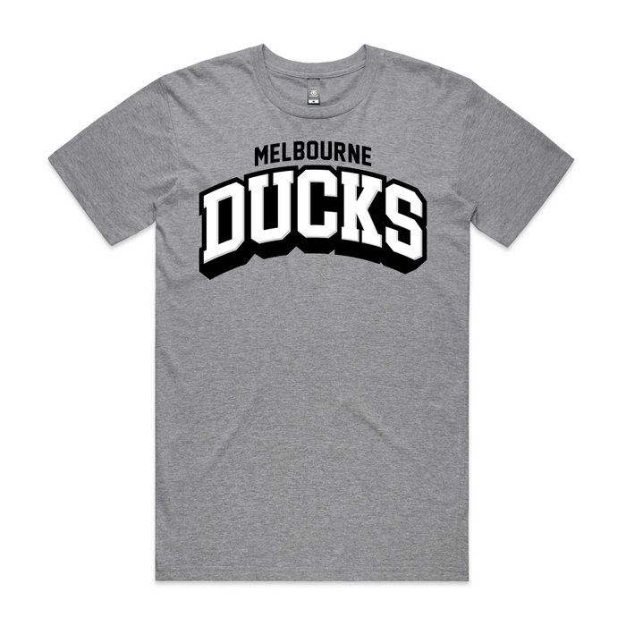 Grey tshirt with melbourne ducks text