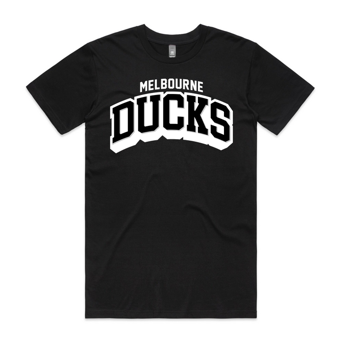 black tshirt with melbourne ducks text