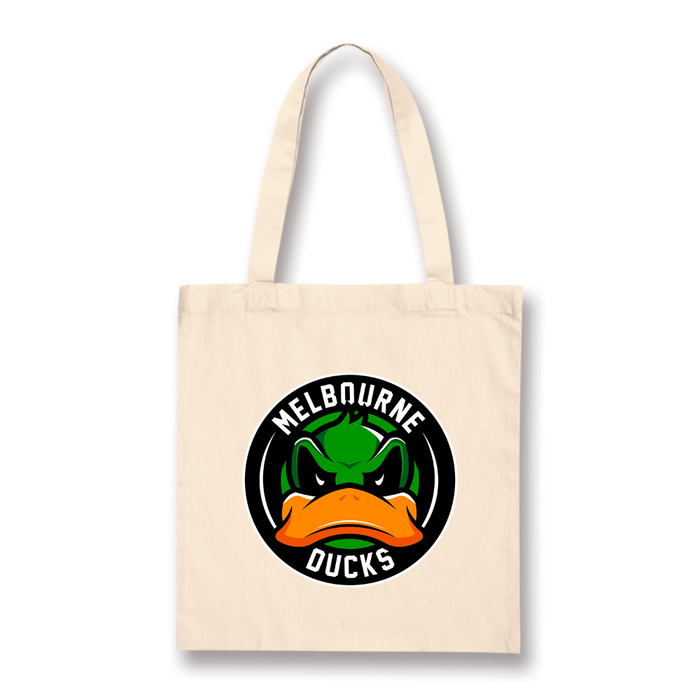 Off-white tote bag with melbourne ducks logo