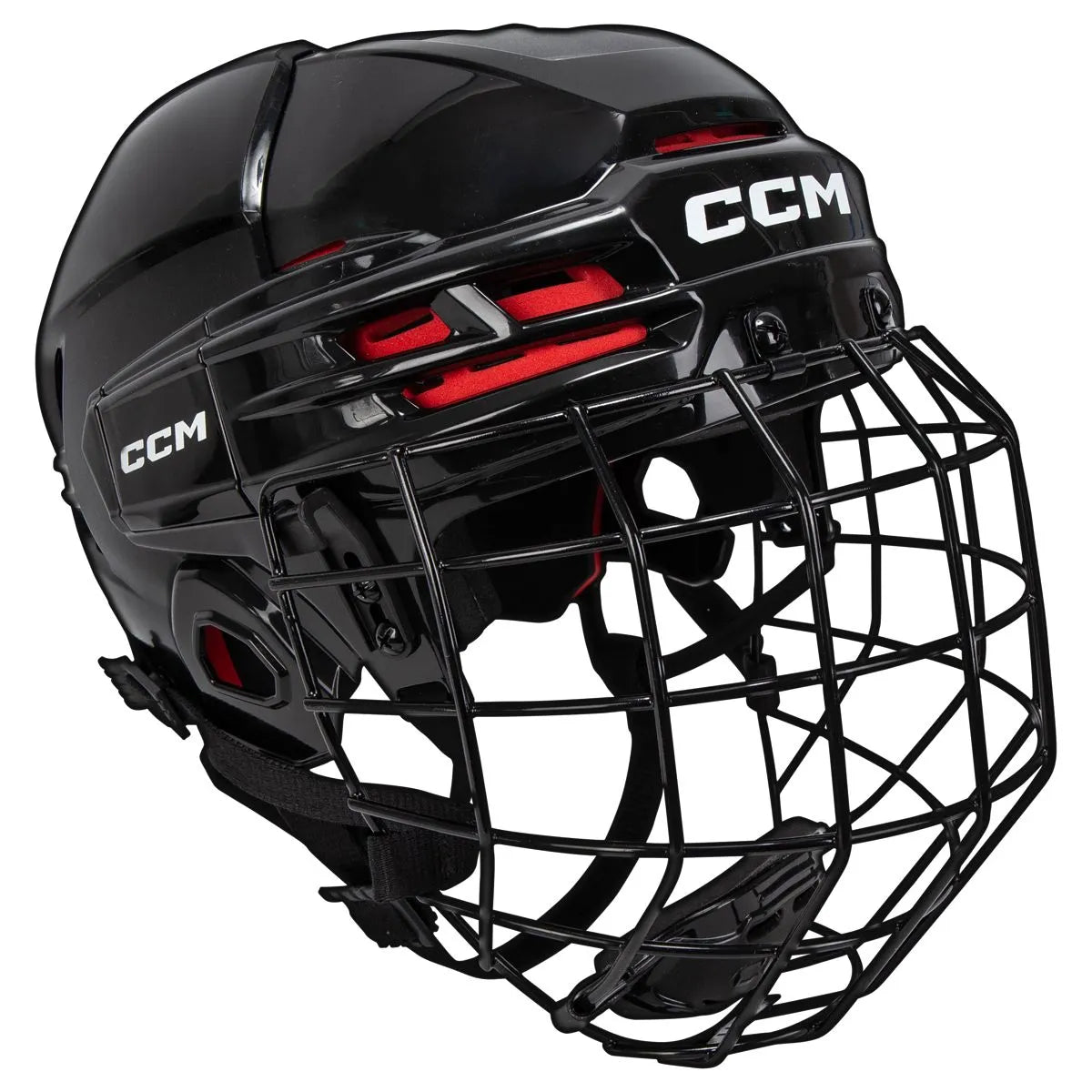 Small CCM top Tacks 70 Combo Hockey Helmet - Black/Red